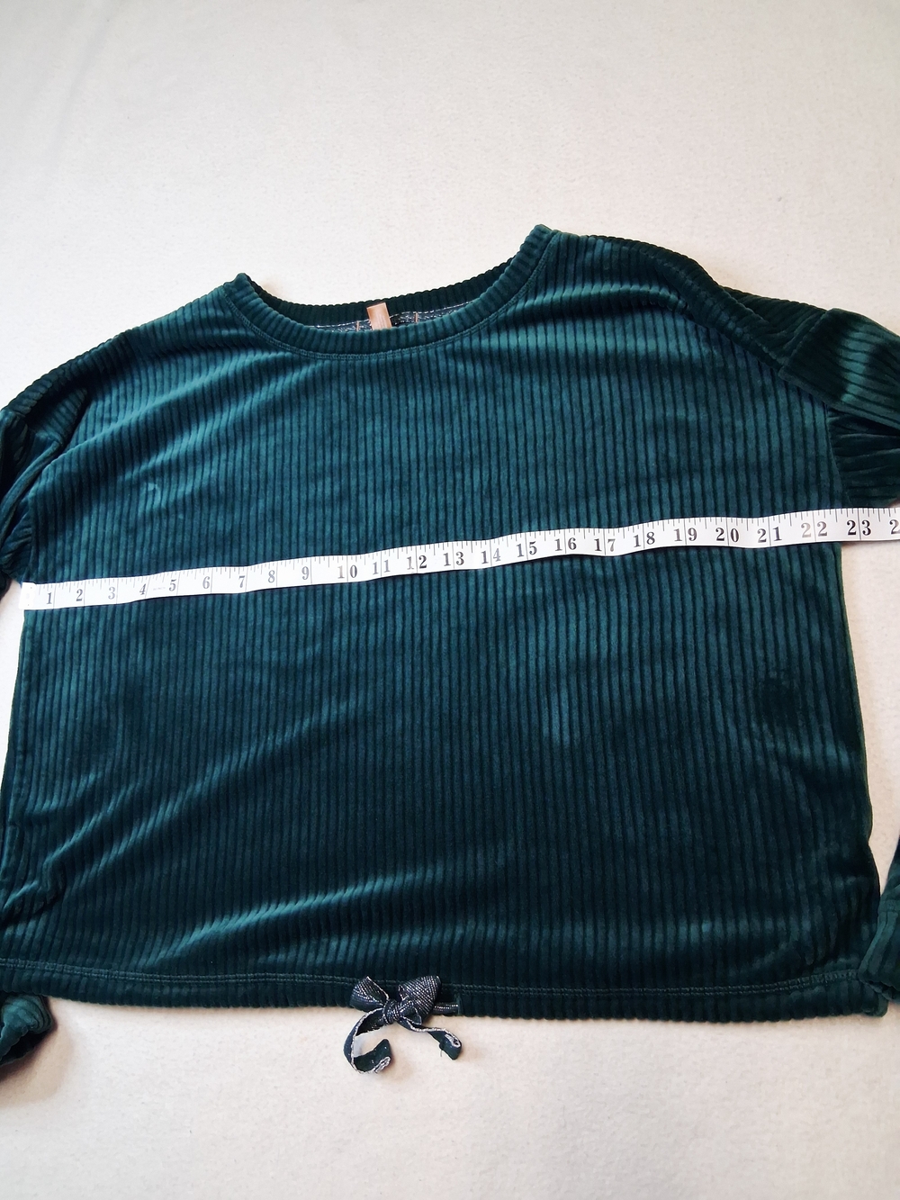 Denver Hayes Velvet Ribbed Long Sleeve Top in Teal Green - Picture 3 of 5